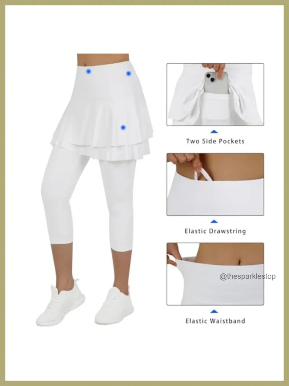 Skirted Leggings with Pockets, High Waist Tennis Skort, Athletic Capri